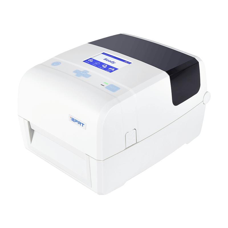 iT4E 4-tommer temmel Transfer Barcode Printer med farge LCD Display [203/300dpi, 300m Ribbon]